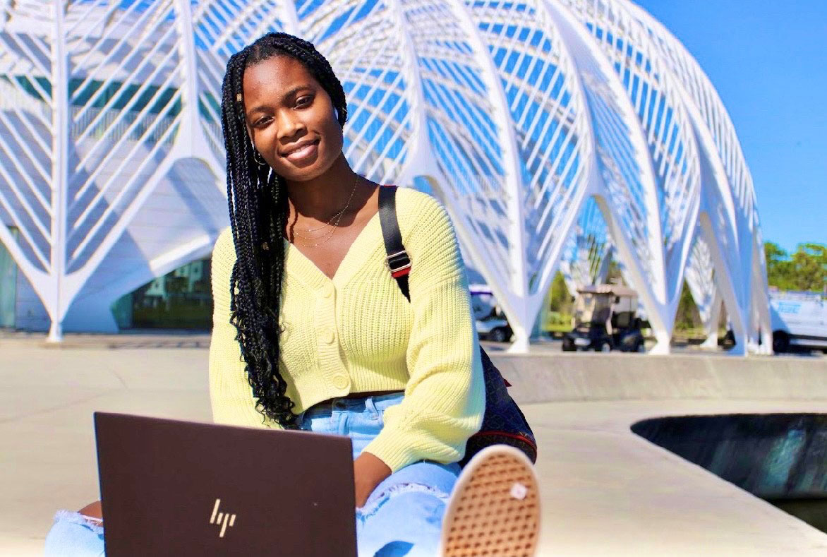 Senior Stacie Akinyi will receive her bachelor’s degree in business analytics from Florida Polytechnic University this spring.